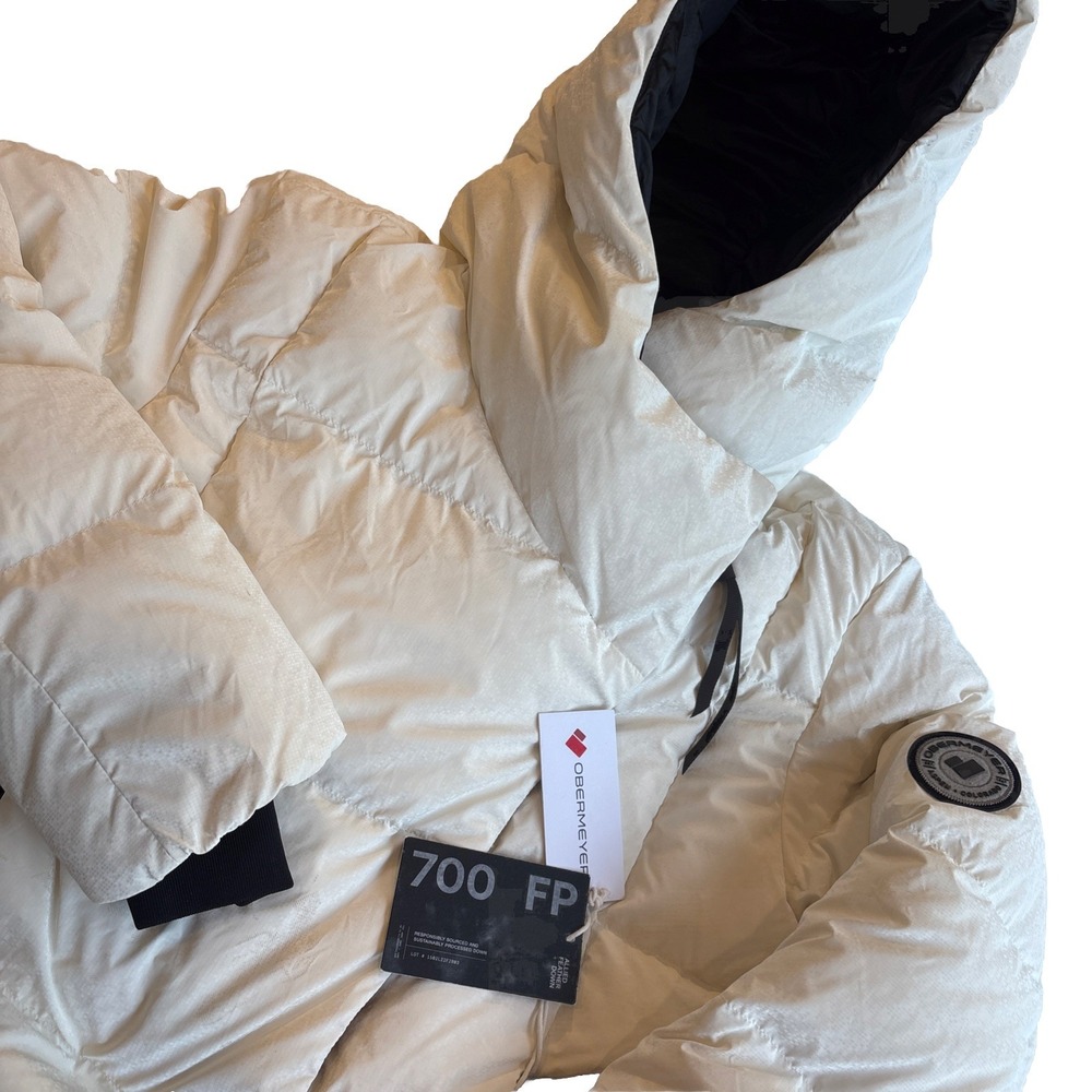 Obermeyer Calypso Down Jacket Diamond White Size 10 Slight Print On Sleeve &Hood